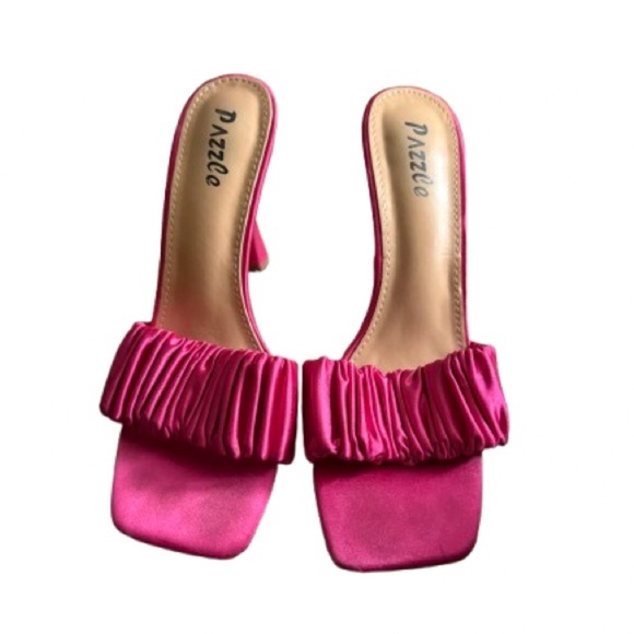 Pazzle Fuchsia Satin Heels - Picture 2 of 4